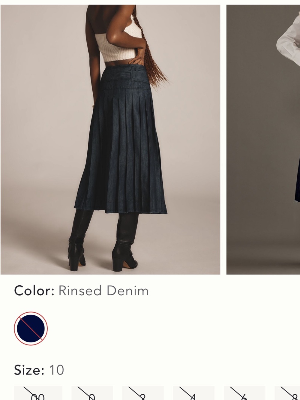 Anthropologie pilcro low slung Pleated dark Denim Skirt with Belt 10 - Picture 5 of 11